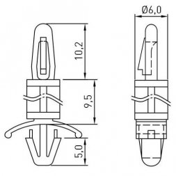 DSP 09,5 LCBS ETTINGER Plastové dištančné stĺpiky pre plošné spoje