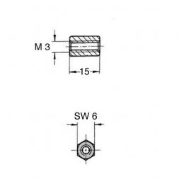 DSMM M3x15 (05.30.315) ETTINGER Tulejki dystansowe z gwintem plastikowe