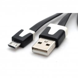 VA-FC-1M-BKW FTDI Flat USB A to Micro B Cable 1M- Black and White