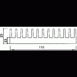 ZH-0610/100AL GAMA ALUMINIUM Alu hűtőborda, natúr, L=100mm 111,33x25