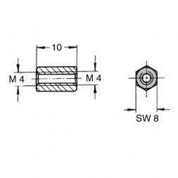 DSMM M4x10 (05.30.410) ETTINGER Tulejki dystansowe z gwintem plastikowe