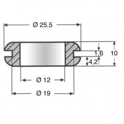 KDF12 (14.62.252) ETTINGER Kábelátvezető D12/19/25,5mm, H10mm, lapvastagság max.1,6mm, lágy PVC, fekete