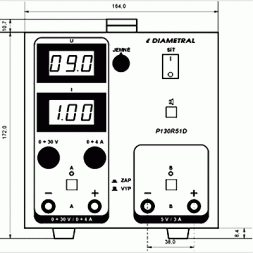 P130R51D-C-BL DIAMETRAL Sursa de alimentare de laborator 0-30V/4A + 5V/3A, LED