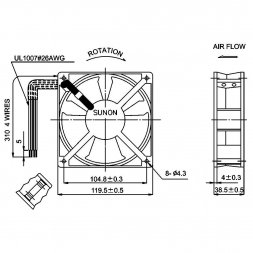 SF1212AD-BL (SF1212AD-BL.GN) SUNON Axiális AC ventilátorok