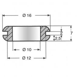 KDF10-B (14.62.060) ETTINGER Kábelátvezető D10/12/16mm, H7mm, lapvastagság max.2mm, lágy PVC, fekete