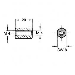 DSMM M4x20 (05.30.420) ETTINGER Tulejki dystansowe z gwintem plastikowe