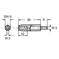DSMS M3x30 (05.43.300) ETTINGER Plastové dištančné stĺpiky so závitom