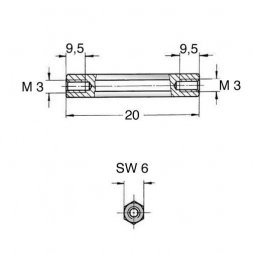 DSMM M3x20 (05.30.320) ETTINGER Plastové dištančné stĺpiky so závitom