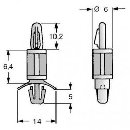 DSP 06,4 LCBS ETTINGER Plastové dištančné stĺpiky pre plošné spoje