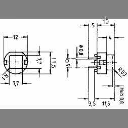 DTE 6 SW VARIOUS Comutator cu buton, Pătrat/Rotund, de moment 0-(1) SPST 0,01A 35VDC negru, THT