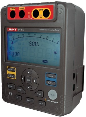 UT513 – montaţi un temporizator, aplicaţi  5000V, măsuraţi, transferaţi la un PC…