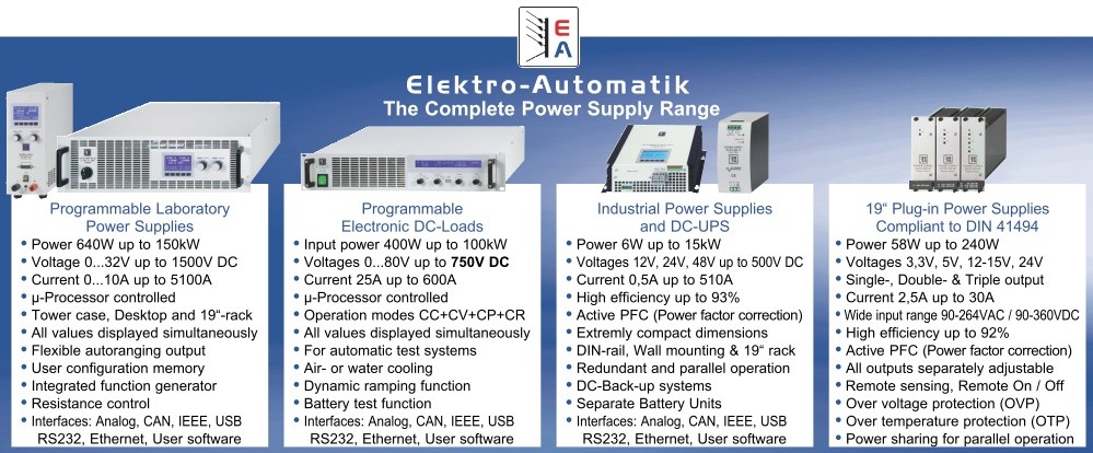 Where common power supplies end, there the Elektro Automatik begins 
