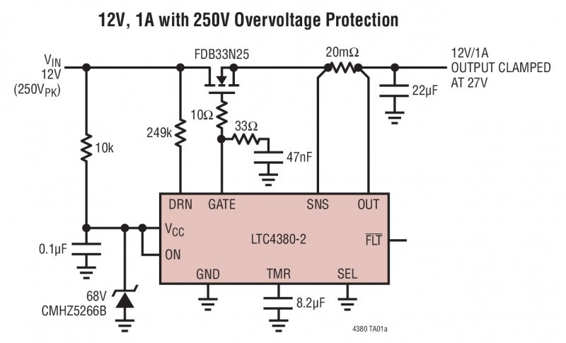 LTC4380 – ochrana pre trvale zapnutú elektroniku