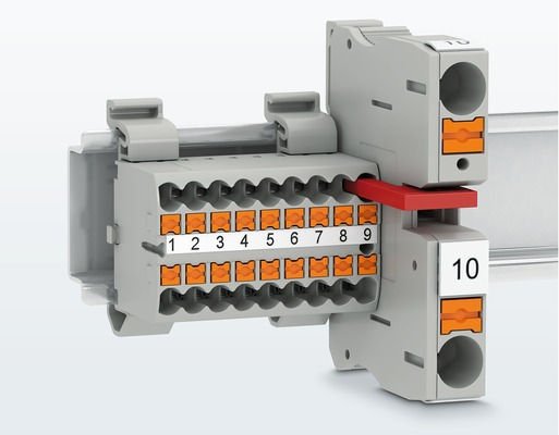 Connection-ready distribution blocks with push-in connection