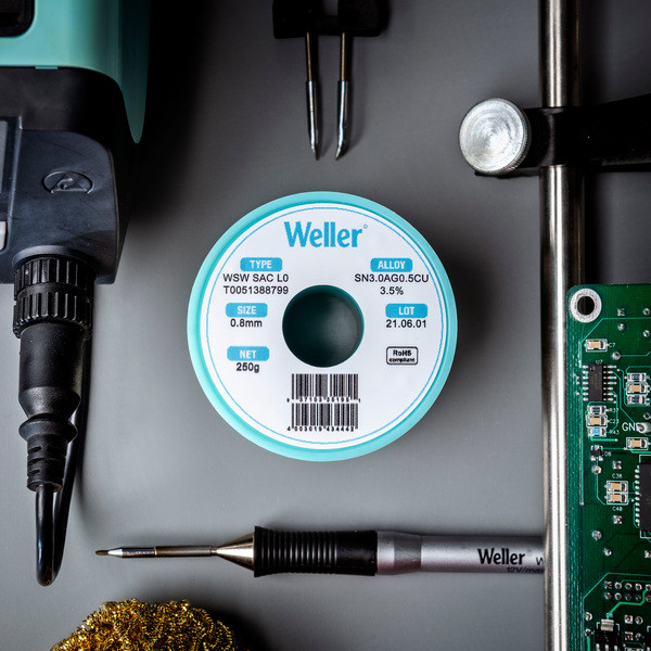 Longer lifetime of tips with soldering wire by Weller