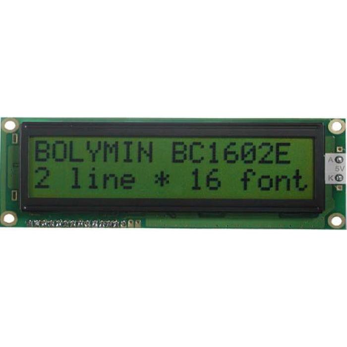 LED backlight LCD Display 2x16 characters STN yellow/green