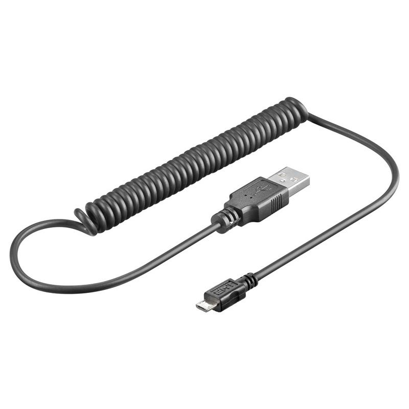 ekspertise forfriskende spille klaver USB-AM/B-MICRO SPIRAL | VARIOUS Coiled USB2.0 A/B-Micro 1m cable| 136868